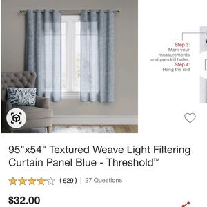 Curtains-Blue Textured weave